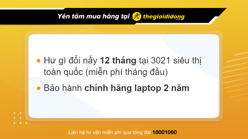 Chính sách bảo hành laptop chính hãng tại Thế Giới Di Động