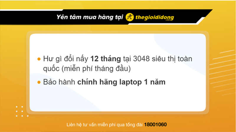 Chính sách bảo hành khi mua laptop tại Thế Giới Di Động