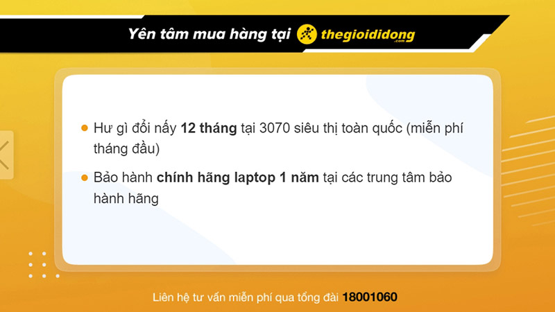 Chính sách bảo hành laptop tại Thế Giới Di Động