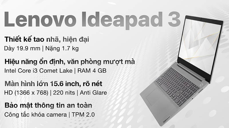 Laptop Lenovo Ideapad 3 15IML05 i3 (81WB01DPVN)