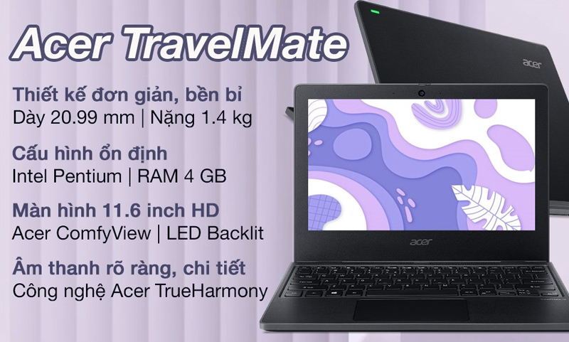 Acer TravelMate B3 thu hút người dùng bởi vẻ ngoài tối giản