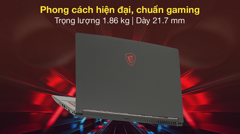 Máy có kiểu dáng mạnh mẽ, hiện đại, đậm chất gaming