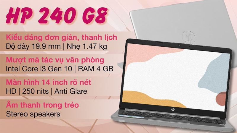 Laptop HP 240 G8 i3 (519A7PA) có thiết kế thời trang, tinh tế