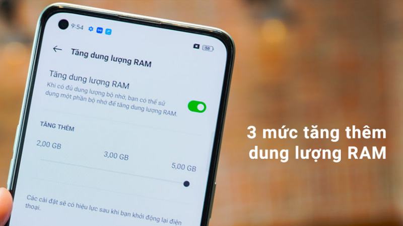 Reno7 Z 5G có 3 mức tăng thêm dung lượng RAM, tổng lên đến 13GB