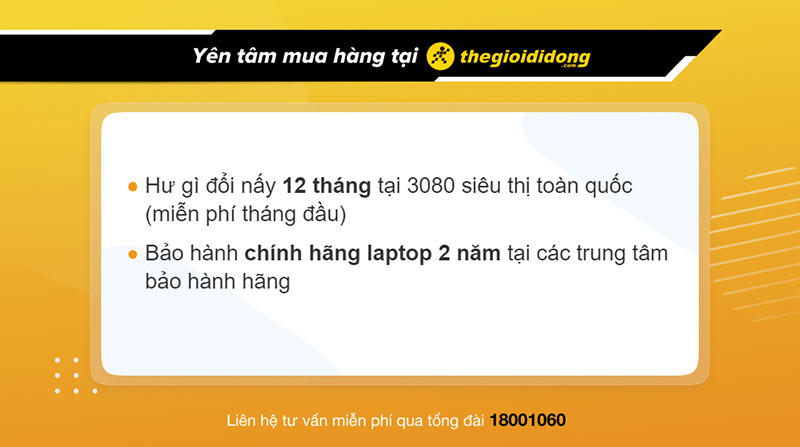 Chính sách bảo hành khi mua laptop tại Thế Giới Di Động