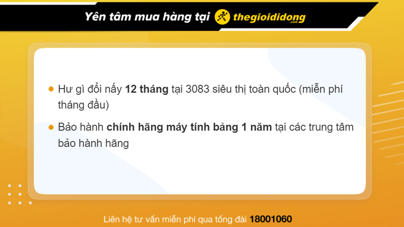 Chính sách bảo hành máy tính bảng tại Thế Giới Di Động