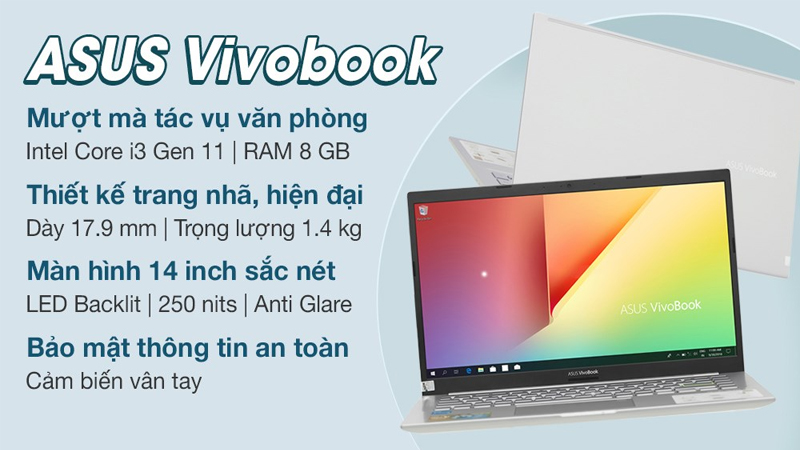 Laptop Asus VivoBook trang bị chip i3 1125G4