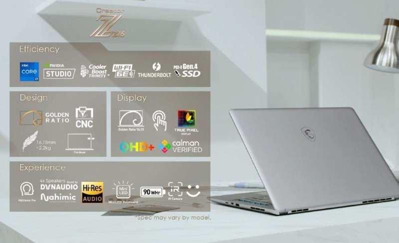 MSI Creator Z16P 2022 có nhiều tiện ích hữu dụng đi kèm