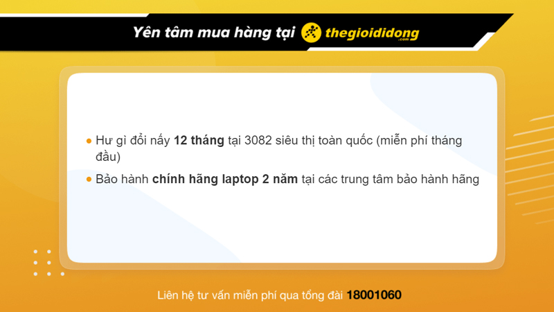 Chính sách bảo hành khi mua laptop tại Thế Giới Di Động