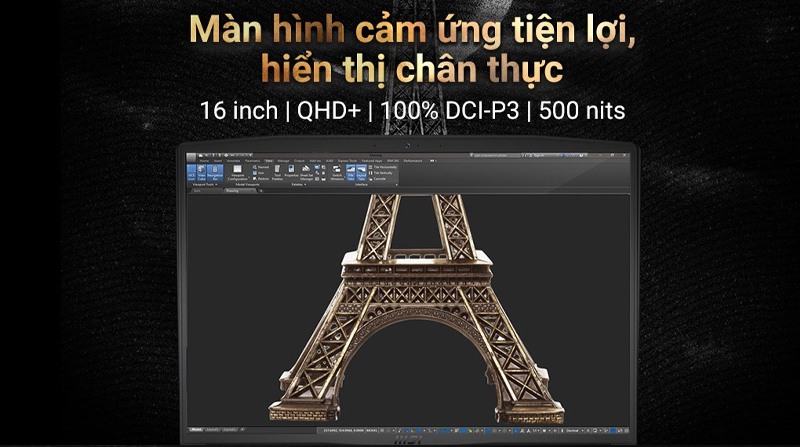 MSI Creator M16 2022 sở hữu màn hình có kích thước 16 inch khá lớn