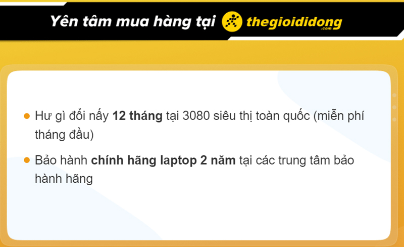 Chính sách bảo hành khi mua laptop tại Thế Giới Di Động