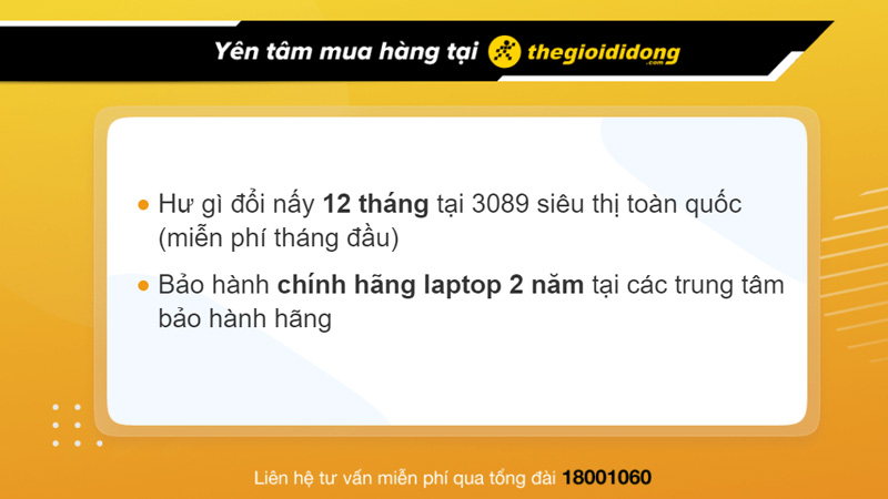 Chính sách bảo hành khi mua laptop tại Thế Giới Di Động