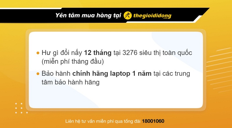 Chính sách bảo hành khi mua laptop tại Thế Giới Di Động