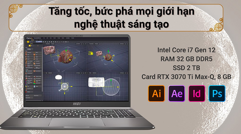 Laptop MSI Creator Z16P B12UGST giúp nâng cao năng suất làm việc một cách ấn tượng