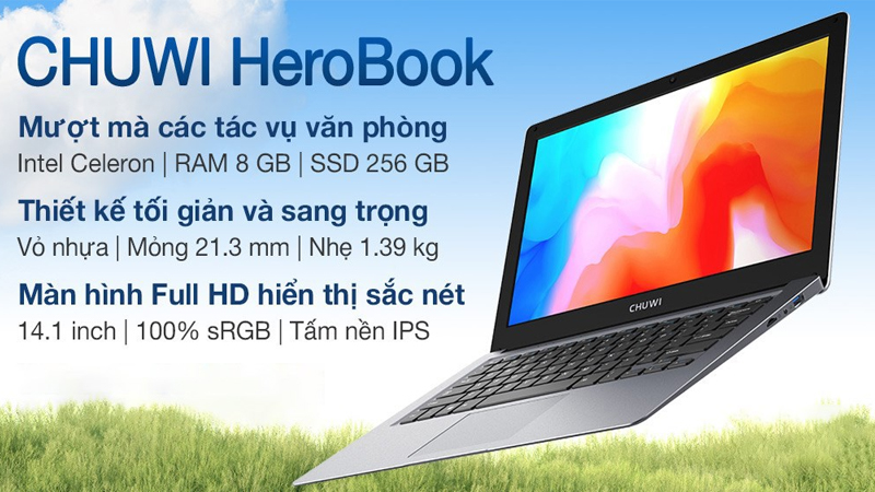 Laptop CHUWI HeroBook Pro màu xám