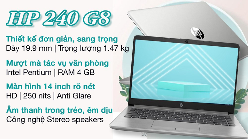 Laptop HP 240 G8 màu bạc