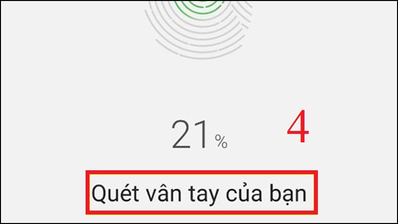 Bước thứ 4 để hoàn tất cài đặt mật khẩu bằng vân tay