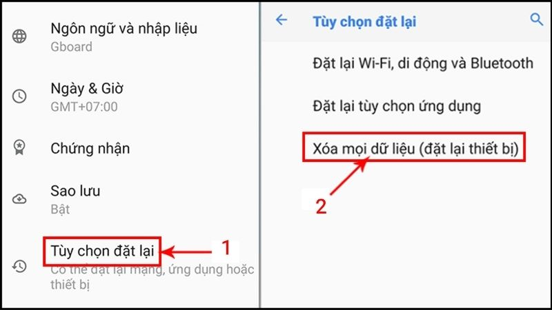 2 bước tiếp theo để cài đặt lại điện thoại