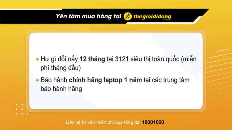 Chính sách bảo hành laptop tại TGDĐ