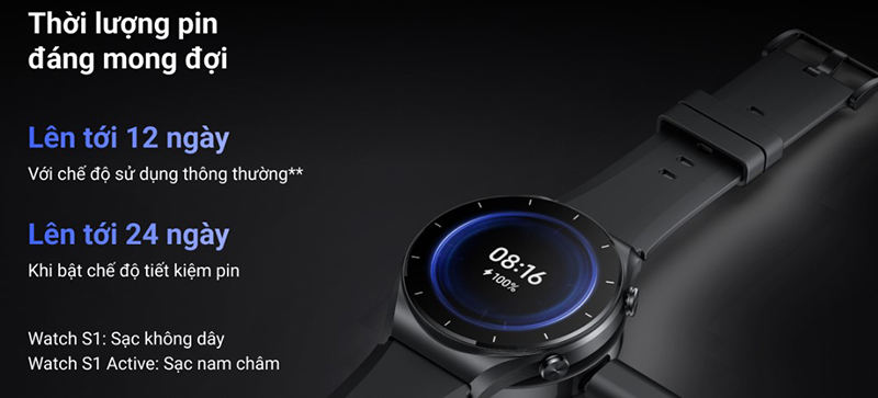 Xiaomi Watch S1 Active mang đến một thời lượng pin ấn tượng