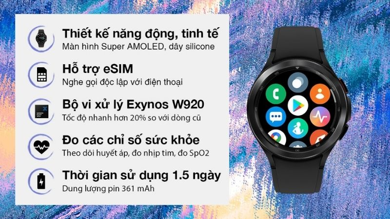 Samsung Galaxy Watch 4 LTE 44mm có thiết kế màu đen sang trọng