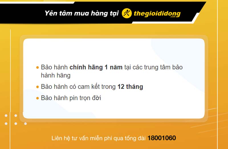 Chính sách bảo hành khi mua đồng hồ điện tử trẻ em tại Thế Giới Di Động