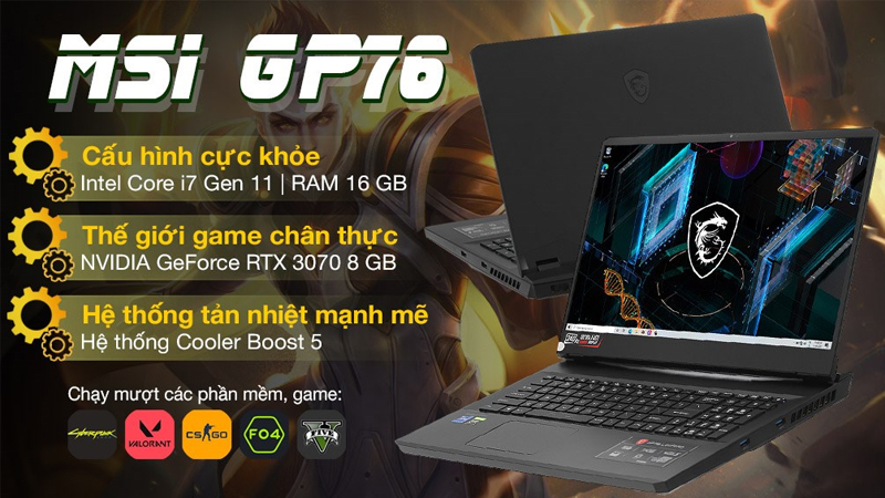 MSI Gaming Leopard GP76 11UG i7 11800H  sở hữu cấu hình cực khỏe