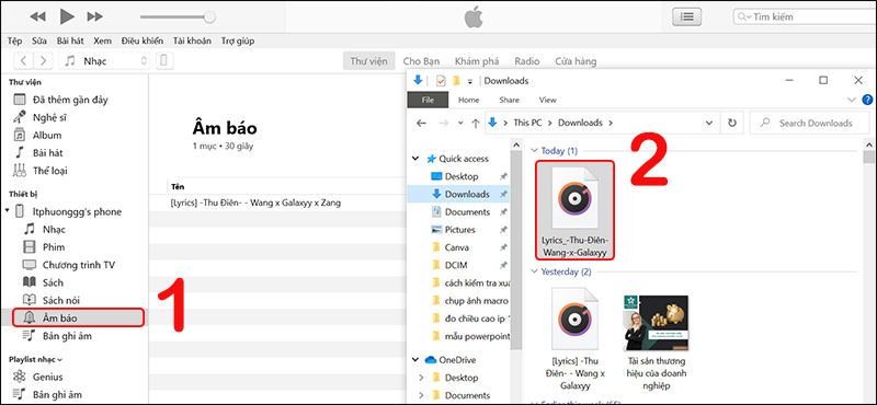 Chuyển file nhạc chuông qua điện thoại qua iTunes