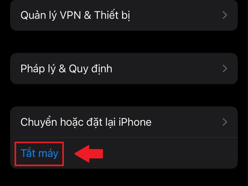 Chọn tính năng Tắt máy