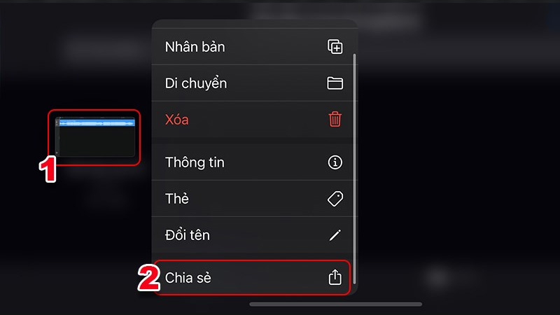 Chọn mục Chia sẻ