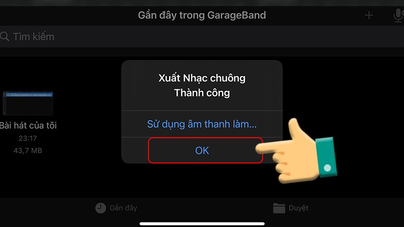 Nhấn chọn OK để xuất nhạc