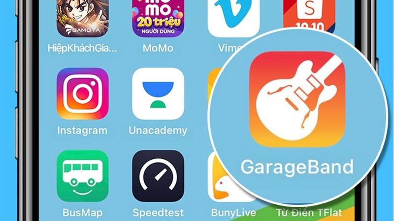 Mở ứng dụng cài đặt nhạc chuông GarageBand