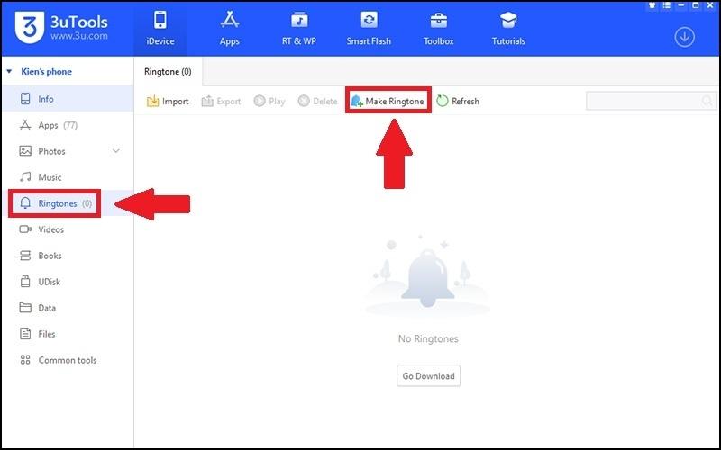 Chọn Make Ringtone để đi vào các bước thực hiện