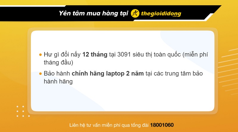 Chính sách bảo hành laptop tại Thế Giới Di Động