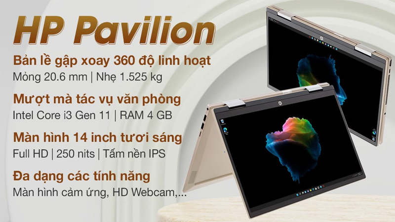 HP Pavilion X360 14 dy0171TU i3 1125G4 có màn hình cảm ứng