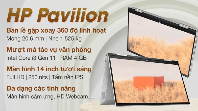 HP Pavilion X360 14 dy0161TU i3 1125G4 có màn hình cảm ứng