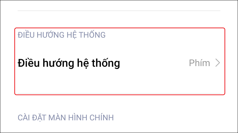 Chọn điều hướng hệ thống