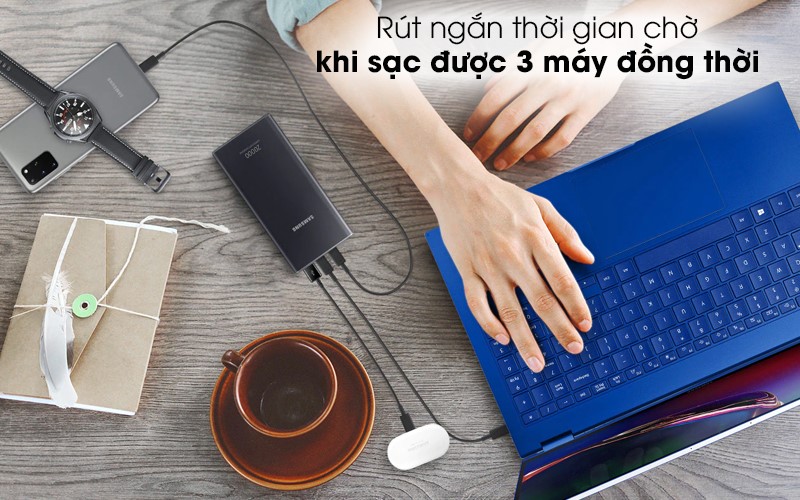 Sạc dự phòng Samsung sạc được 3 thiết bị cùng lúc