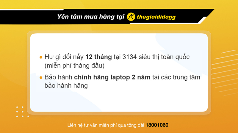 Chính sách bảo hành laptop tại Thế Giới Di Động