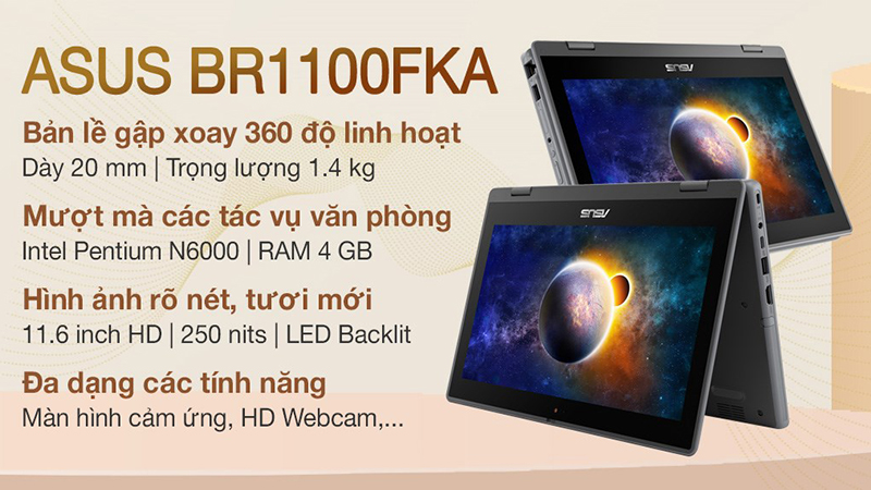 Asus BR1100FKA là chiếc laptop đạt tiêu chuẩn độ bền quân đội Mỹ 