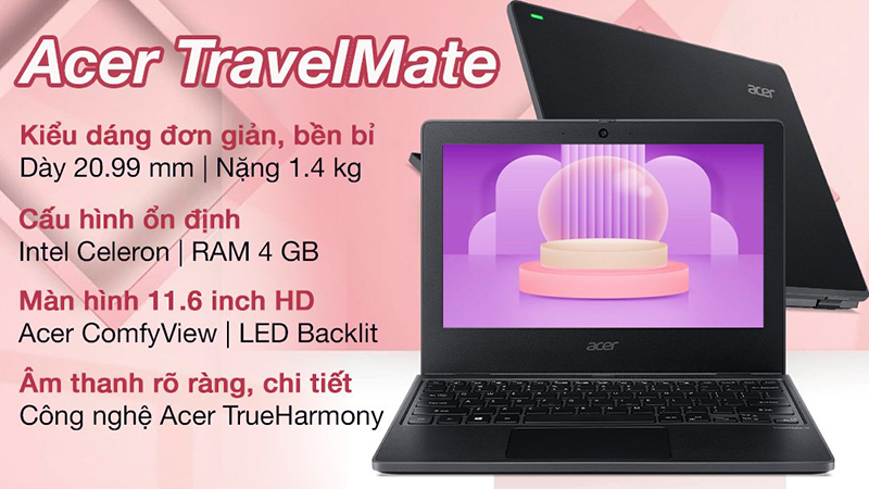 Acer TravelMate C2HB nhắm đến phân khúc laptop học tập - văn phòng giá rẻ