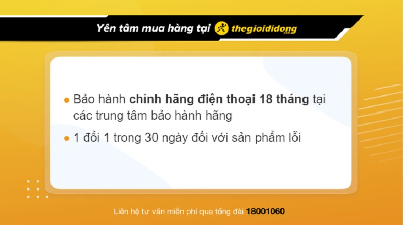 Chính sách bảo hành điện thoại tại TGDĐ