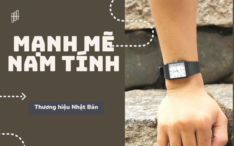 Đồng hồ CASIO nam mặt vuông mạnh mẽ, nam tính