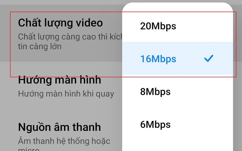 Chất lượng video vẫn còn rất nhiều các thông số khác