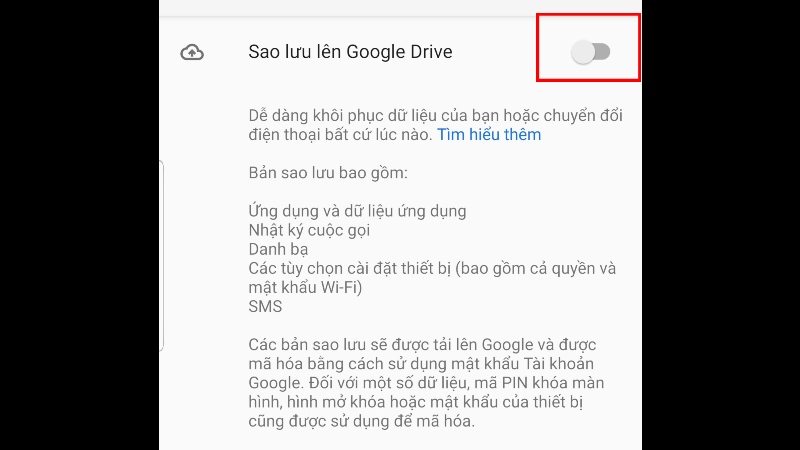 Bạn nên bật tín năng Sao lưu để dùng khi cần thiết 