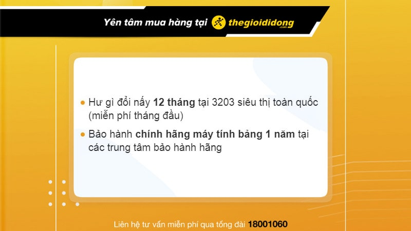 Chính sách bảo hành máy tính bảng tại Thế Giới Di Động