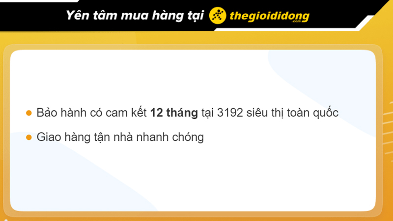 Chính sách bảo hành tại TGDĐ