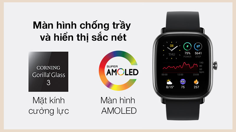 Amazfit GTS 2 mini được trang bị màn hình AMOLED 