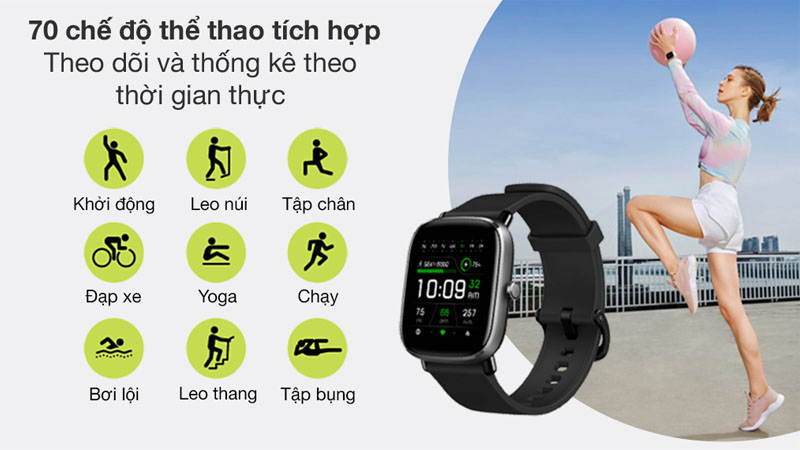 Huami Amazfit GTS 2 mini hỗ trợ tới 70 chế độ tập luyện