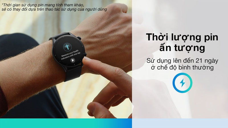 Amazfit GTR 3 cho thời gian sử dụng lên đến 21 ngày